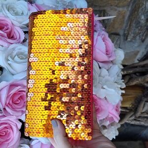 Mariell barbie pink sequin evening bag